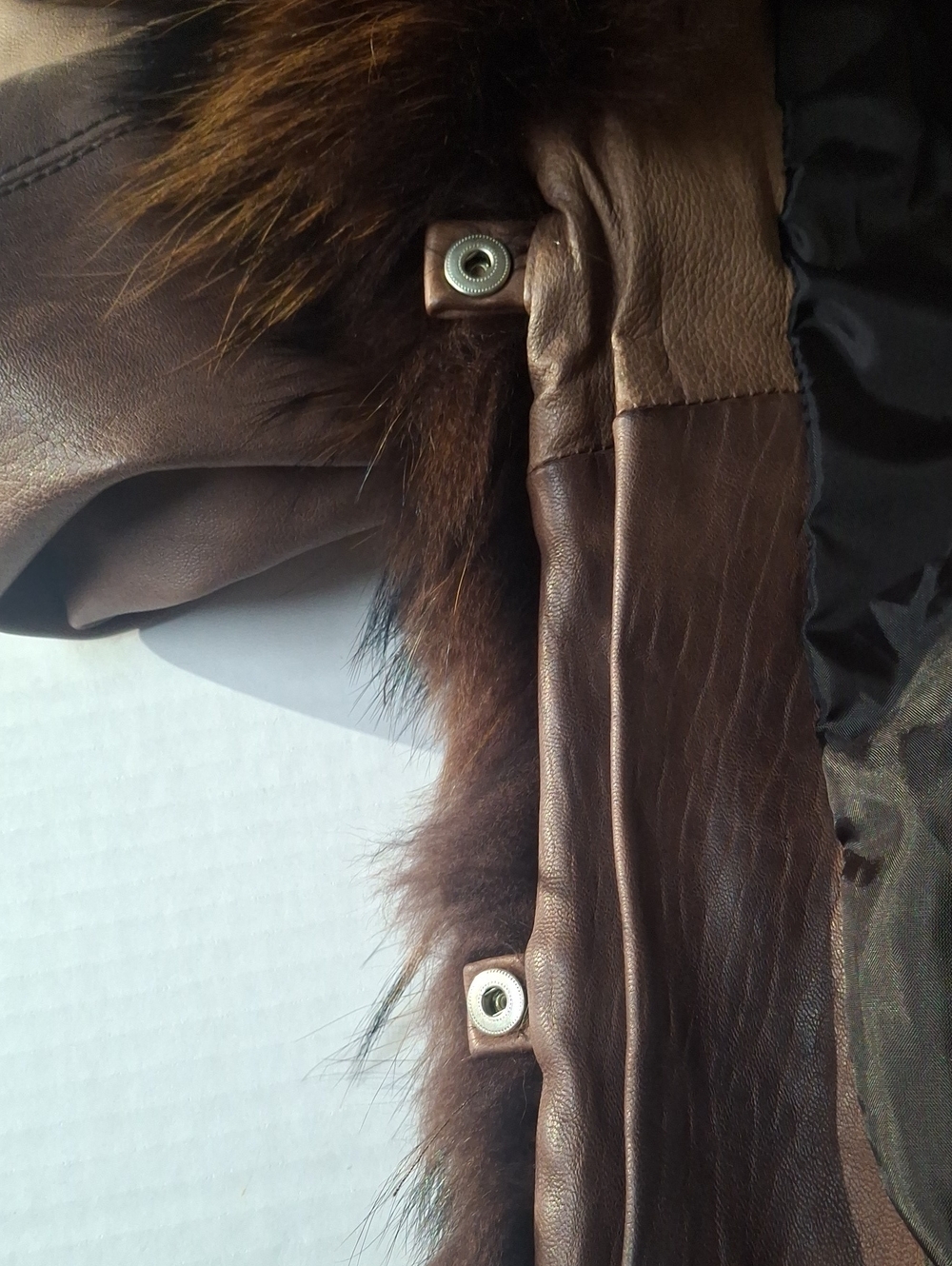 Vintage LeatherJacket Genuine Big Fur Collar Italy - Picture 12 of 16